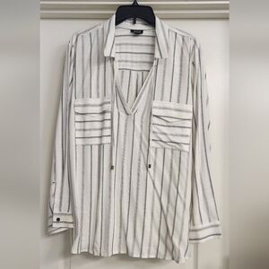 a.n.a White and Blue Striped Women's Shirt